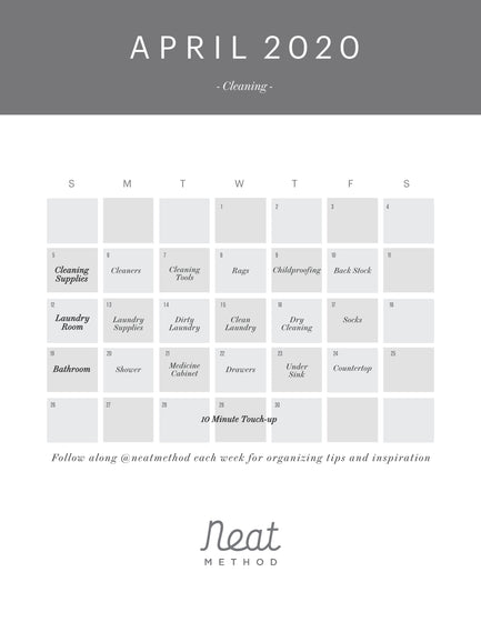 April Organizing Calendar