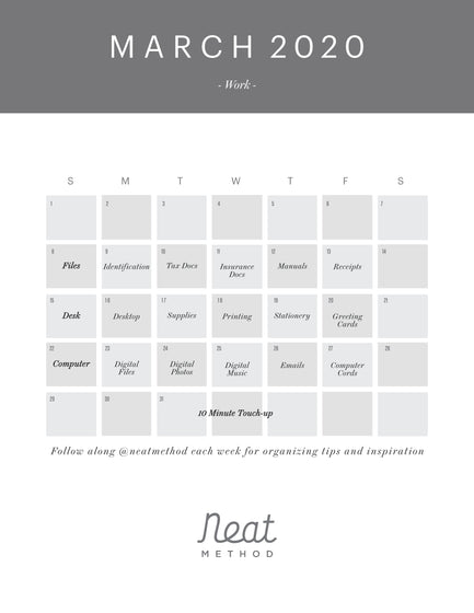 March Organizing Calendar